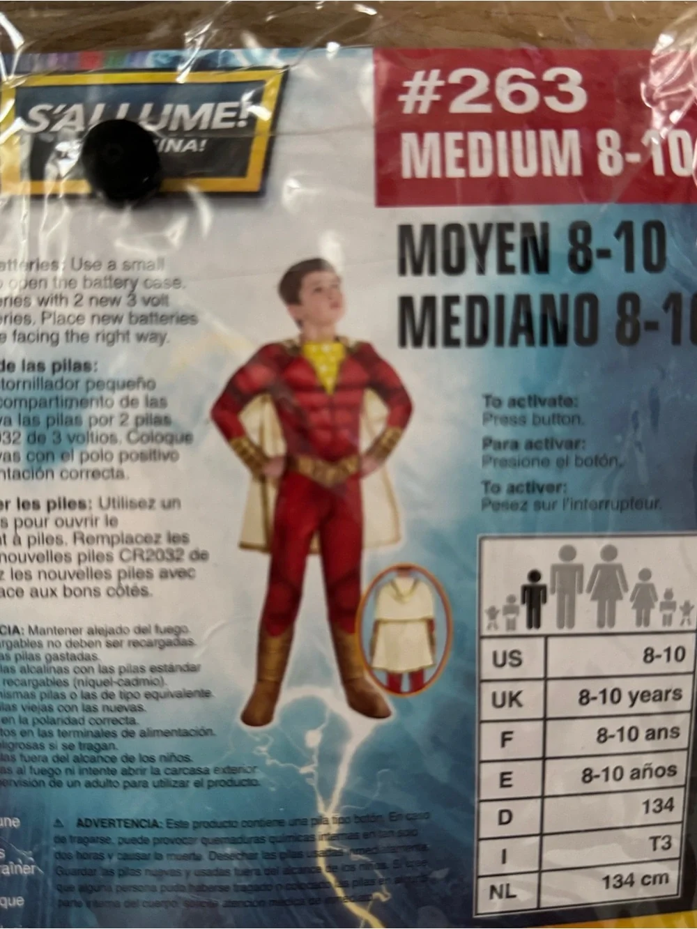 Kids Light-Up Red and Gold Costume - Medium (8-10)